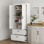Hög Köksskåp med Justerbara Hyllor och Två Lådor 75 x 39 x 178 cm Vit