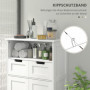 Badrumsskåp med 2 lådor, Öppen Fack 60 x 30 x 109 cm, vit