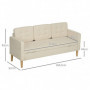 Soffa 3-sits med Förvaring Krämvit, Träben 166,5 x 62 x 82 cm