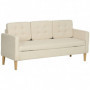 Soffa 3-sits med Förvaring Krämvit, Träben 166,5 x 62 x 82 cm