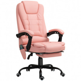Kontorsstol Ergonomisk Med 7 Massagepunkter Fotstöd Konstläder Rosa...