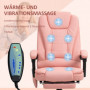 Ergonomisk Kontorsstol med 7 Massagepunkter, Fotstöd Läder Rosa