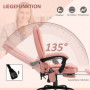 Ergonomisk Kontorsstol med 7 Massagepunkter, Fotstöd Läder Rosa