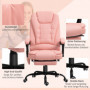 Ergonomisk Kontorsstol med 7 Massagepunkter, Fotstöd Läder Rosa