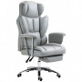 Ergonomisk Kontorsstol Stoppad med Fotstöd Ljusgrå Läder