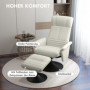 Relax Fåtölj med Fotpall Justerbart Ryggstöd Mikrofiberduk Krämvit