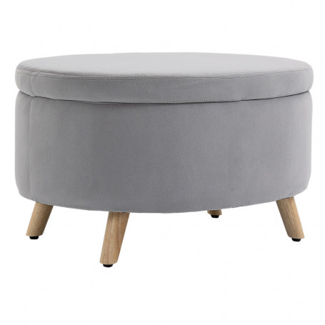 Bänk med Förvaring Pall Oval Form 71 x 51,5 x 42 cm, Ljusgrå