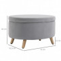 Bänk med Förvaring Pall Oval Form 71 x 51,5 x 42 cm, Ljusgrå