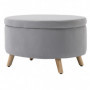 Bänk med Förvaring Pall Oval Form 71 x 51,5 x 42 cm, Ljusgrå