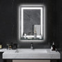 LED Badrumsspegel Dimbar Anti-Fog Touch Switch, Hylla 50 x 70 cm Silver