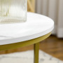 Rund Sidobord 2 st 2 bord, Ø74 & Ø59 cm Marmorlook Guld / Vit