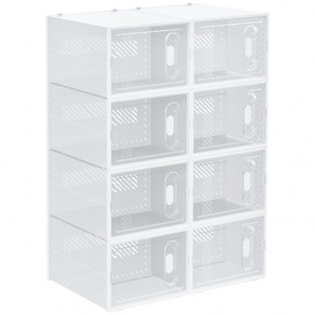 Skoskåp med 8 Fack 28 x 36 x 21 cm DIY Plast Transparent