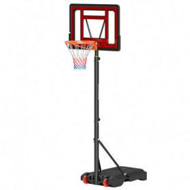 Höjdjusterbar Fristående Basketkorg med Nät och Hjul 205-261 cm