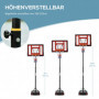 Höjdjusterbar Fristående Basketkorg med Nät och Hjul 205-261 cm