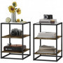 Sidobord 2-pack Glasskiva 3 Nivåer Metallram Brun / Svart
