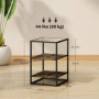 Sidobord 2-pack Glasskiva 3 Nivåer Metallram Brun / Svart