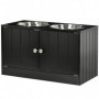 Hundmatningsstation med 2 Rostfria Skålar, Skåpsfack 44L, Vit, 60 x 30 x 35,5 cm