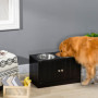 Hundmatningsstation med 2 Rostfria Skålar, Skåpsfack 44L, Vit, 60 x 30 x 35,5 cm