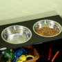 Hundmatningsstation med 2 Rostfria Skålar, Skåpsfack 44L, Vit, 60 x 30 x 35,5 cm