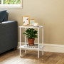 Sidobord med Hylla Metallram Vit 40 x 30 x 52,2 cm