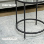 Runt Sidobord med Glasskiva och Metallram Svart