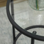 Runt Sidobord med Glasskiva och Metallram Svart