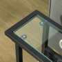 Slim Sidobord Metallram med Tygpåse och Glasskiva Svart 40 x 18 x 55,5 cm