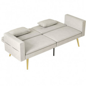 Bäddsoffa 2-sits Justerbart Ryggstöd Beige