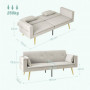 Bäddsoffa 2-sits Justerbart Ryggstöd Beige