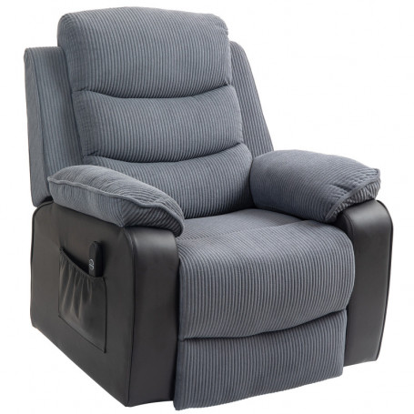 Relax Fåtölj med Lyfthjälp med Fjärrkontroll och Sidfickor, Mörkgrå