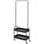 Klädställ i Metall med Skoställ, Rullbar, Fristående, Svart