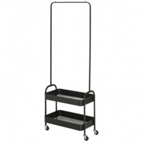 Klädställ i Metall med Skoställ, Rullbar, Fristående, Svart