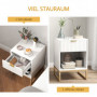 Sängbord med Låda och Hylla Metallben Vit Guld