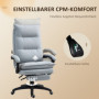 Ergonomisk Kontorsstol med Massagefunktion, Fotstöd Ljusgrå Linne