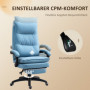 Ergonomisk Kontorsstol med Massagefunktion, Fotstöd Blå Linne