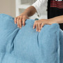 Ergonomisk Kontorsstol med Massagefunktion, Fotstöd Blå Linne