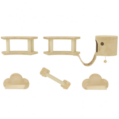 Katt Klättervägg / Tak Set med Klöspelare Beige