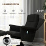 Massagefåtölj med Fotpall, Tiltfunktion Svart med Silver Bas