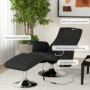 Massagefåtölj med Fotpall, Tiltfunktion Svart med Silver Bas
