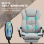 Kontorsstol med Massage Funktion och Fotstöd Ljusgrå Läder