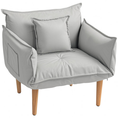 Relax Fåtölj Flexy Avtagbara Ben 75 x 68 x 78 cm Läder Ljusgrå