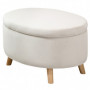 Bänk med Förvaring Pall Oval Form 71 x 51,5 x 42 cm, Beige