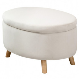 Bänk med Förvaring Pall Oval Form 71 x 51,5 x 42 cm, Beige
