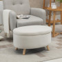 Bänk med Förvaring Pall Oval Form 71 x 51,5 x 42 cm, Beige