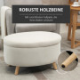 Bänk med Förvaring Pall Oval Form 71 x 51,5 x 42 cm, Beige