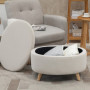 Bänk med Förvaring Pall Oval Form 71 x 51,5 x 42 cm, Beige