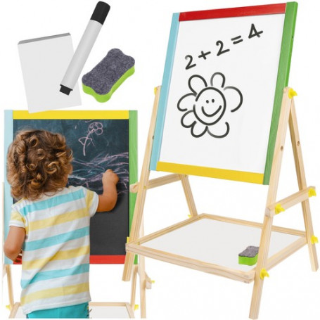 Dubbelsidig magnetisk och roterande krit- och whiteboard för barn