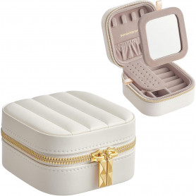 Mini Smyckeskrin ANAH Kollektion Krämvit Guld med Spegel