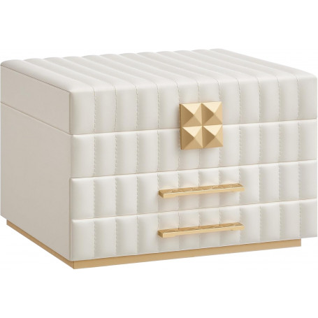 Smyckeskrin med Spegel ANAH Kollektion 3 Nivåer Krämvit Guld 21.5 x 24 x 15.8 cm