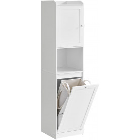 Högt Badrumsskåp med Tvättkorg ,Skåp, Öppen Fack 40 x 40 x 170 cm Vit